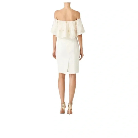 Slate & Willow Golden Iris Dress Size 8 Sheath Off shoulder Lace Ruffle 8 RTR - Picture 2 of 16